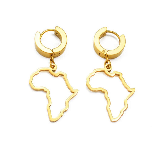 Veryldesigns Africa Map Hoop Dangling Earrings