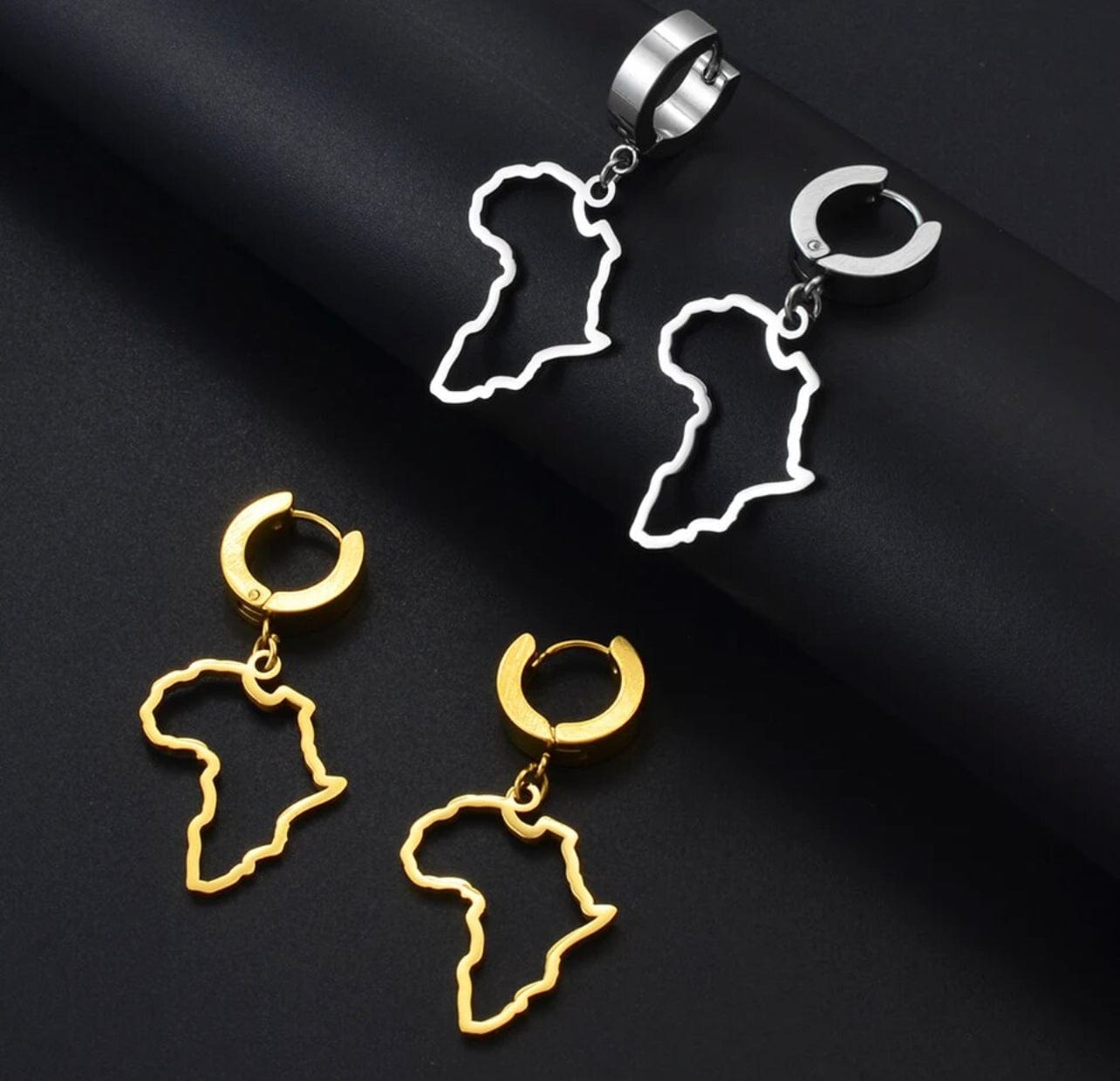 Veryldesigns Africa Map Hoop Dangling Earrings