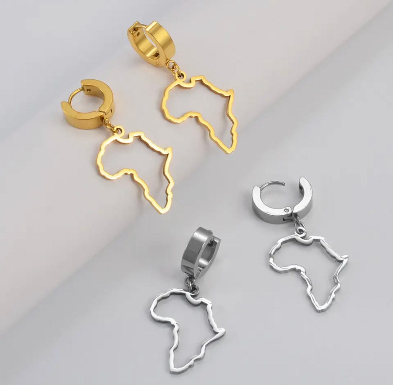 Veryldesigns Africa Map Hoop Dangling Earrings