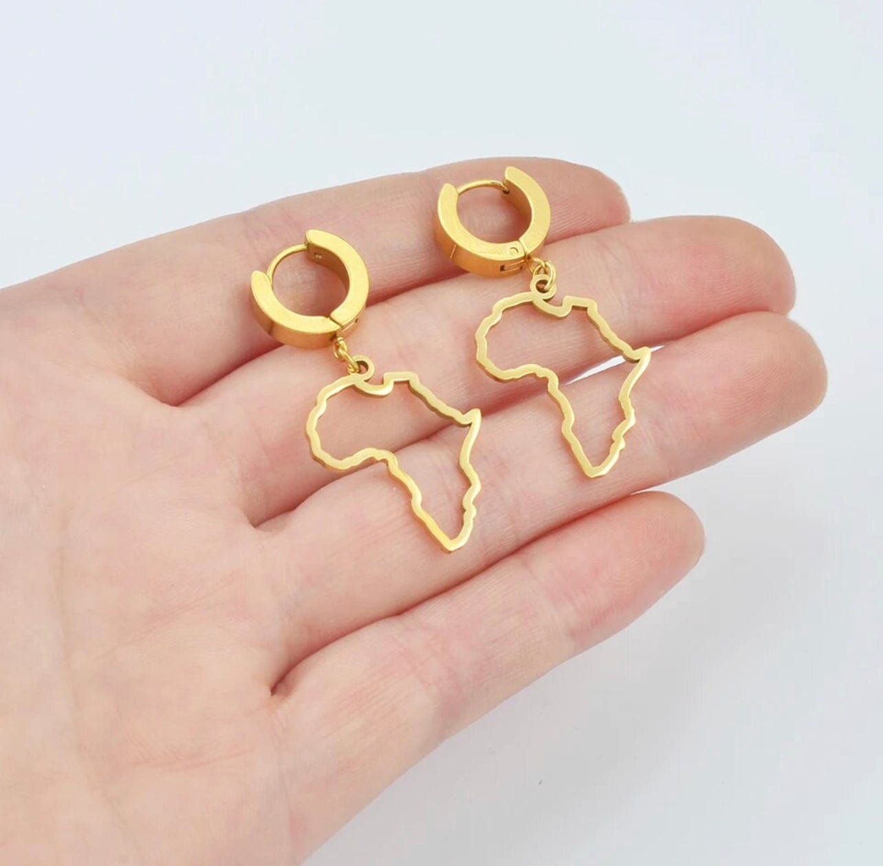 Veryldesigns Africa Map Hoop Dangling Earrings