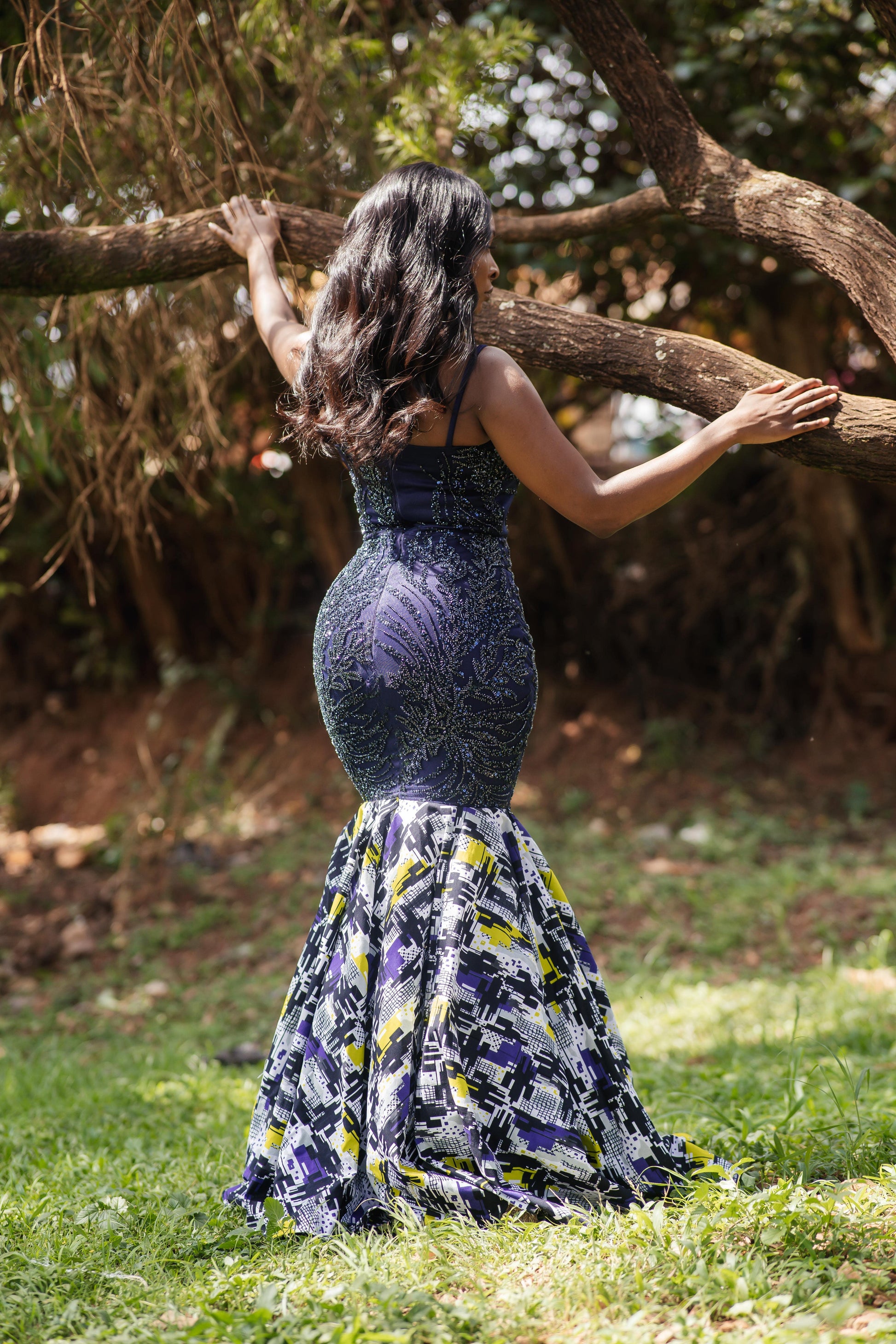 Veryldesigns Dress Nkizi Blue Beaded Gown
