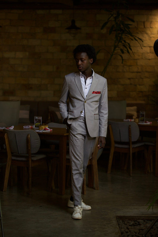 Veryldesigns Grey Men’s African Print Suit