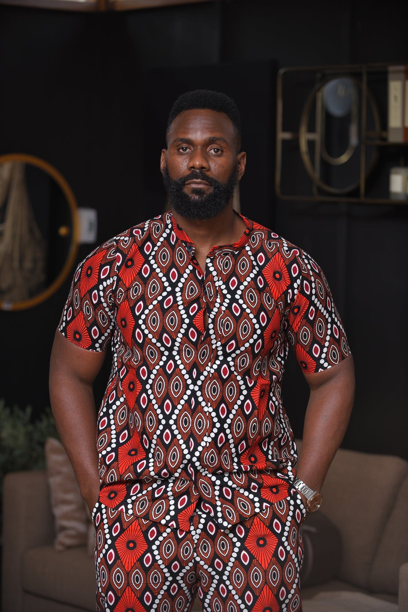 Veryldesigns Aztec Men’s African Print Shirt & Trouser Set
