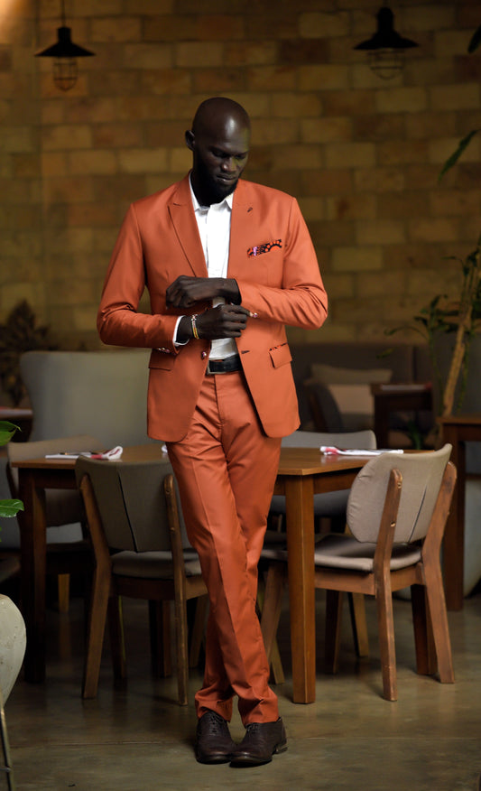 Veryldesigns Burnt Orange Men’s African Print Suit