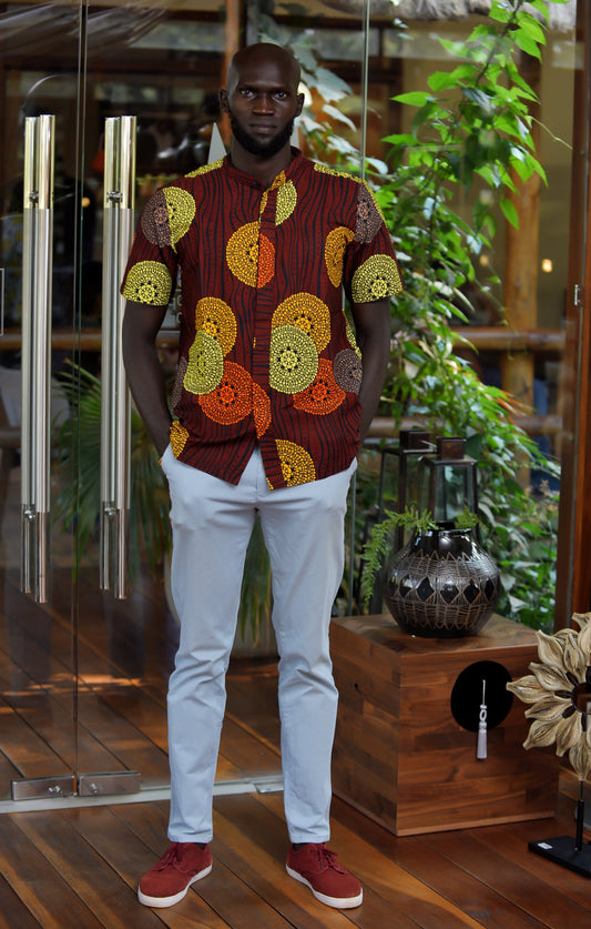 Veryldesigns Men’s African Print T-Shirt - Brown
