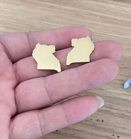 Veryldesigns Necklace Solid Uganda Map Earrings