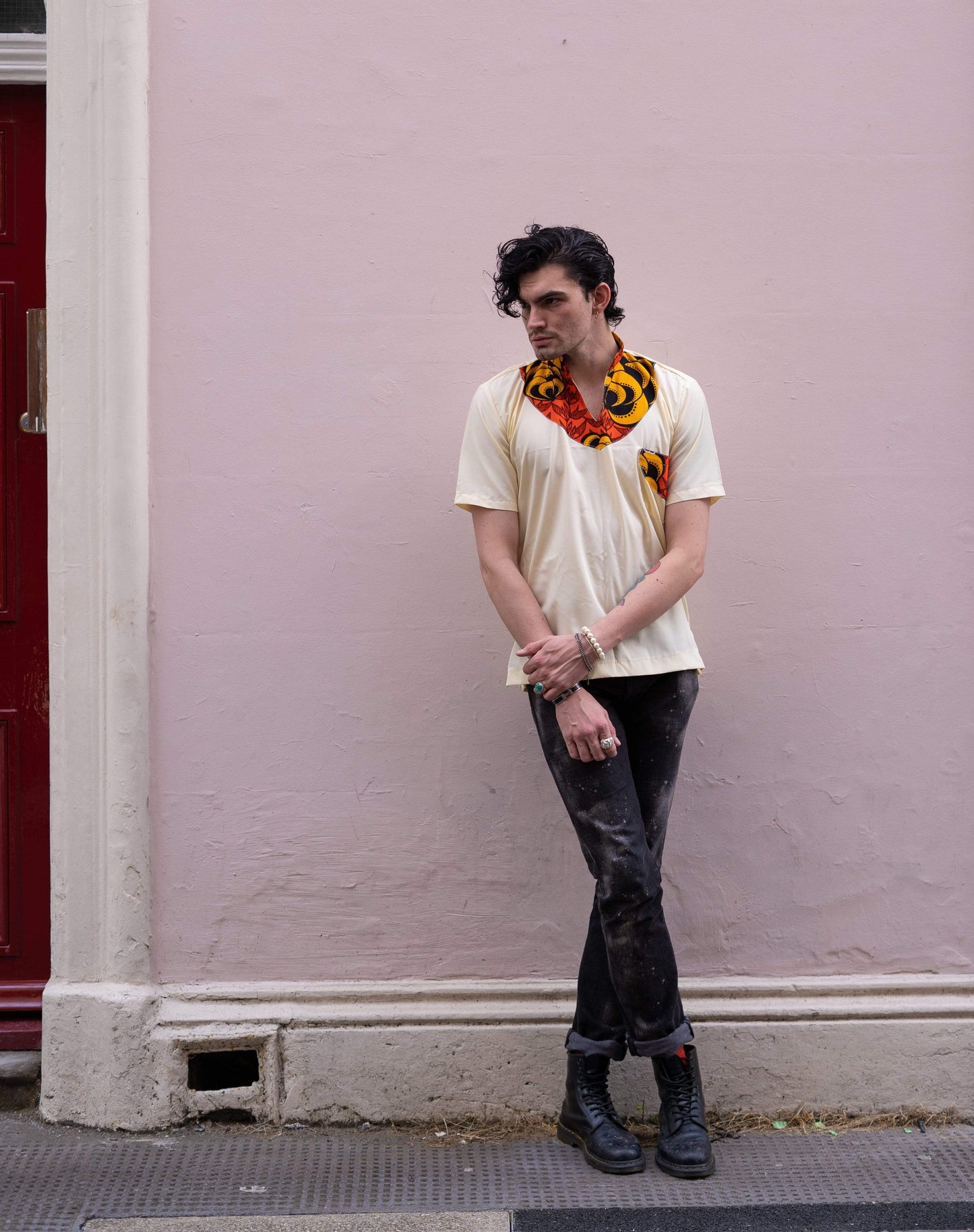 Veryldesigns Orange Floral African Print Shirt