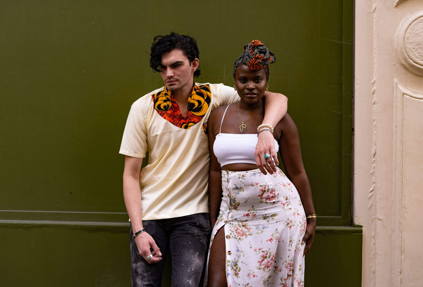 Veryldesigns Orange Floral African Print Shirt