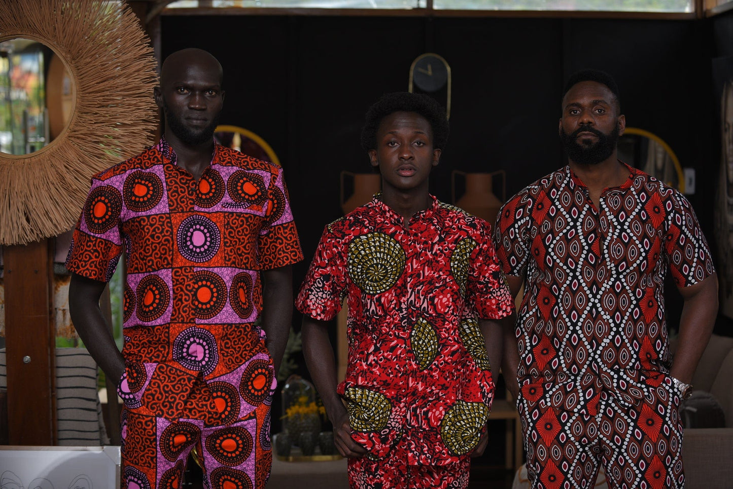 Veryldesigns Red Short Sleeved Shirt African Print Men’s Set