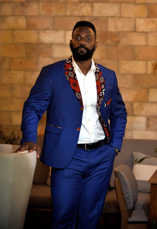 Veryldesigns Royal Blue Men’s African Print Suit