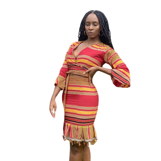 Veryldesigns Two piece Kirabo Two piece Skirt and Wrap Top Set